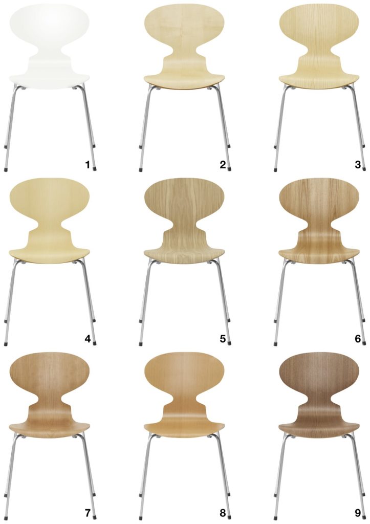 chaise fourmi d'Arne Jacobsen quatre pieds couleur bois clair - blog déco - clem around the corner