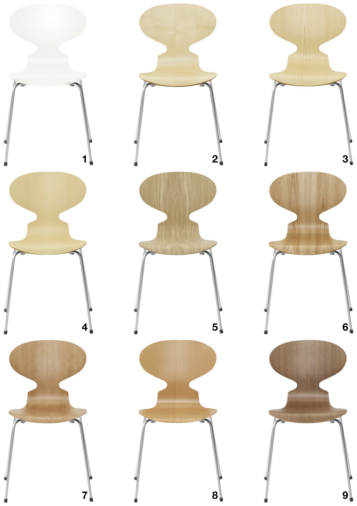 chaise fourmi d'Arne Jacobsen quatre pieds couleur bois clair - blog déco - clem around the corner