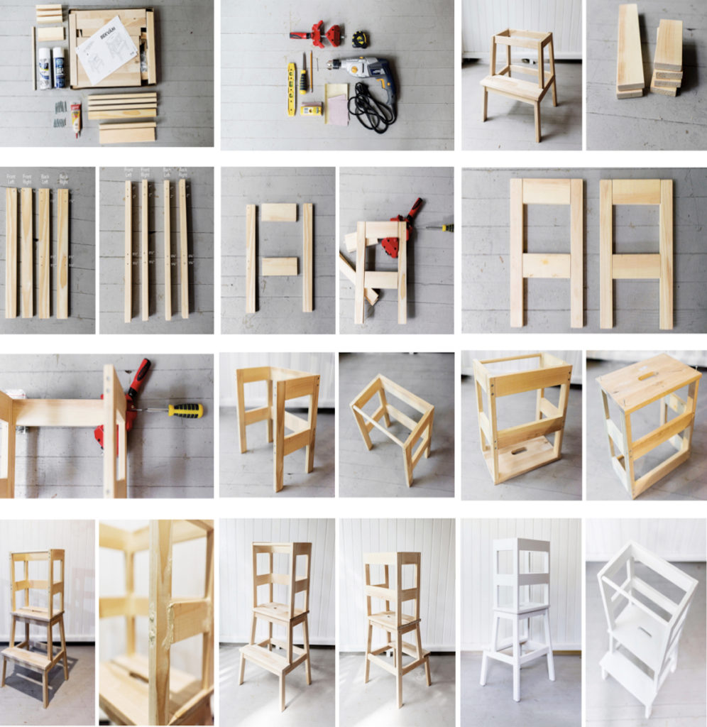tabouret blanc bois pour enfant tuto diy facile cuisine - blog déco - clem around the corner