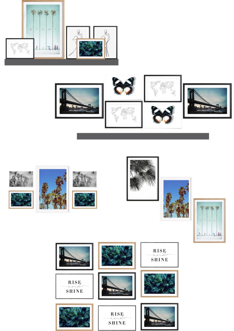 mur de cadres salon organisation ligne étagère meuble - blog déco - clem around the corner