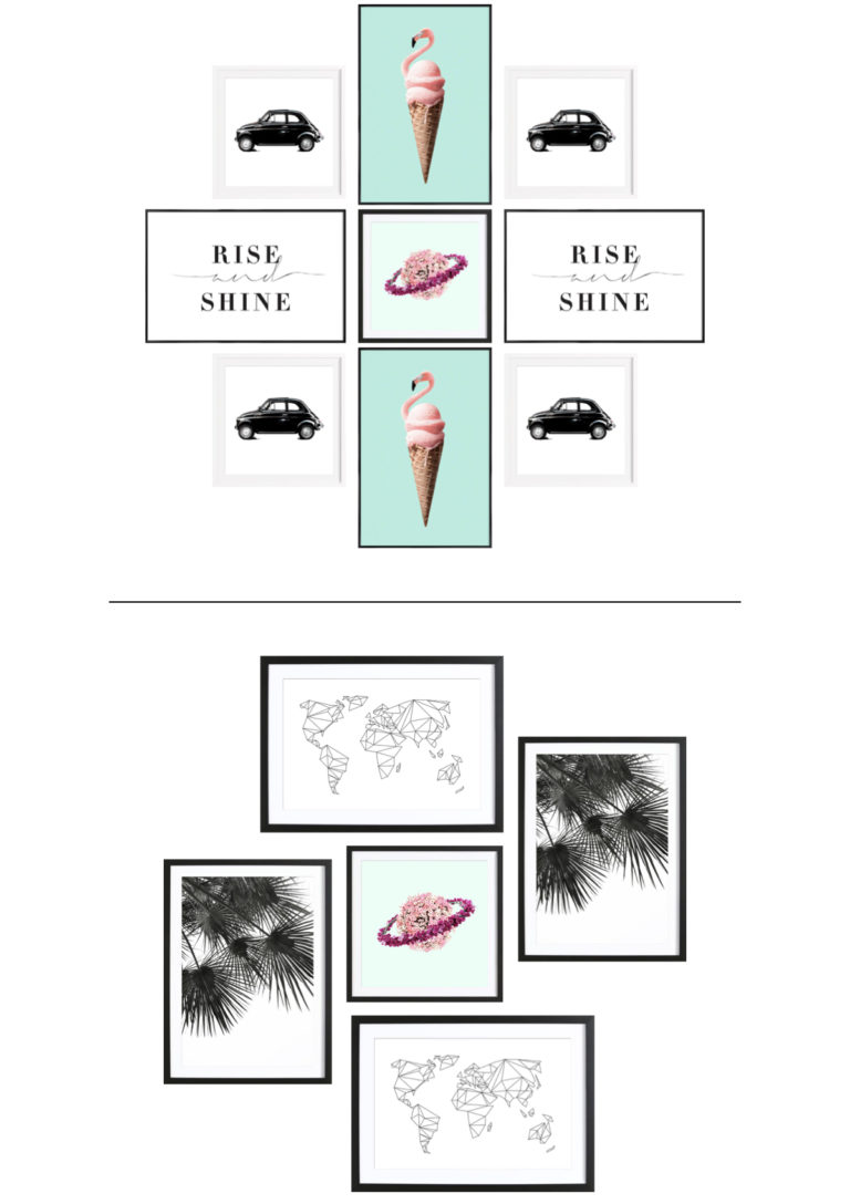 mur de cadres bureau disposition rond losange - blog déco - clem around the corner