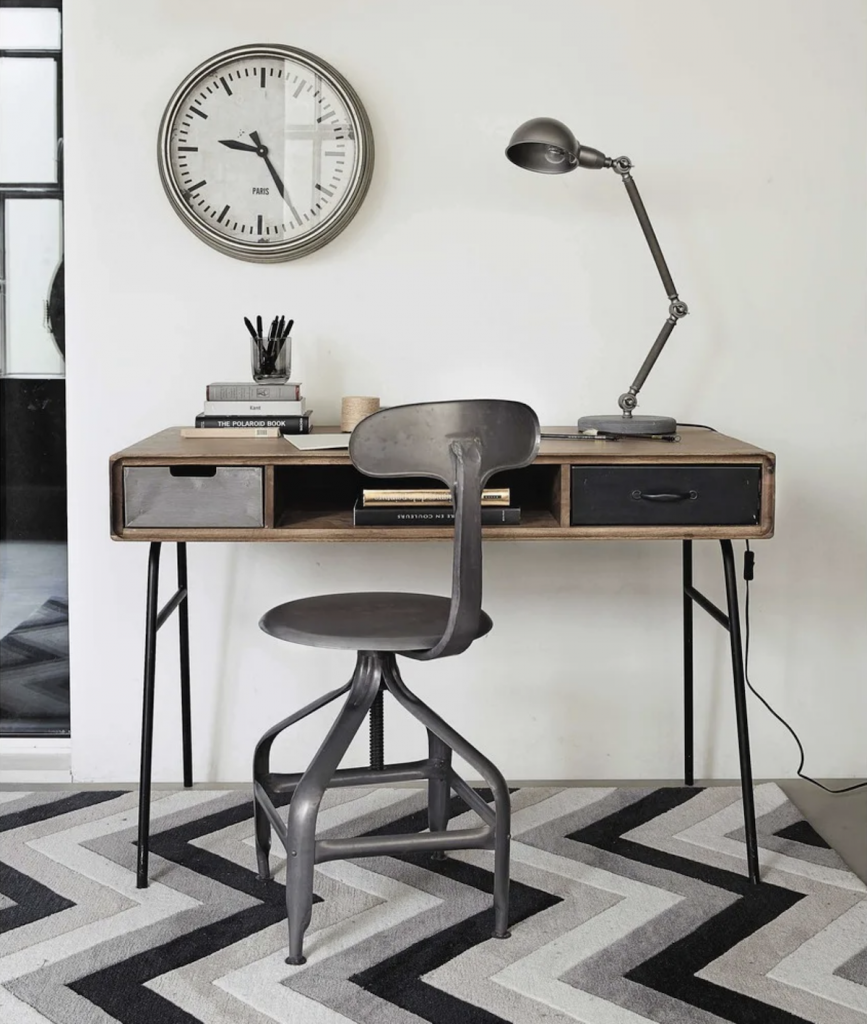 bureau faible profondeur style industriel metal et bois - blog déco - clem around the corner