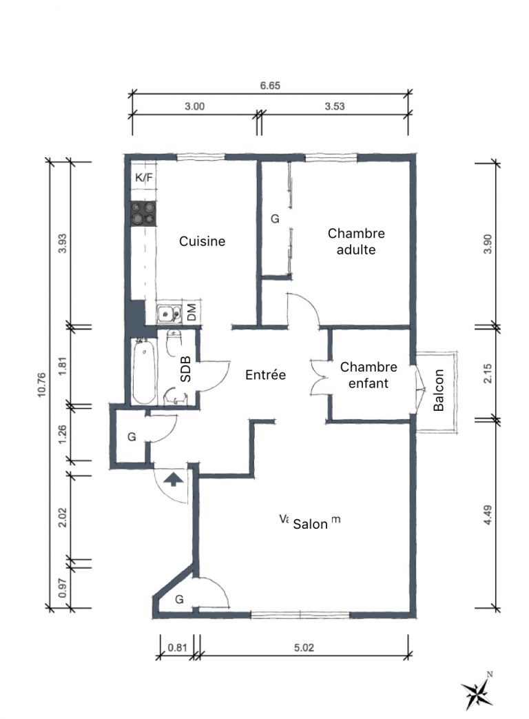 papier peint Toile de Jouy plan appartement scandinave moderne - blog déco - clem around the corner