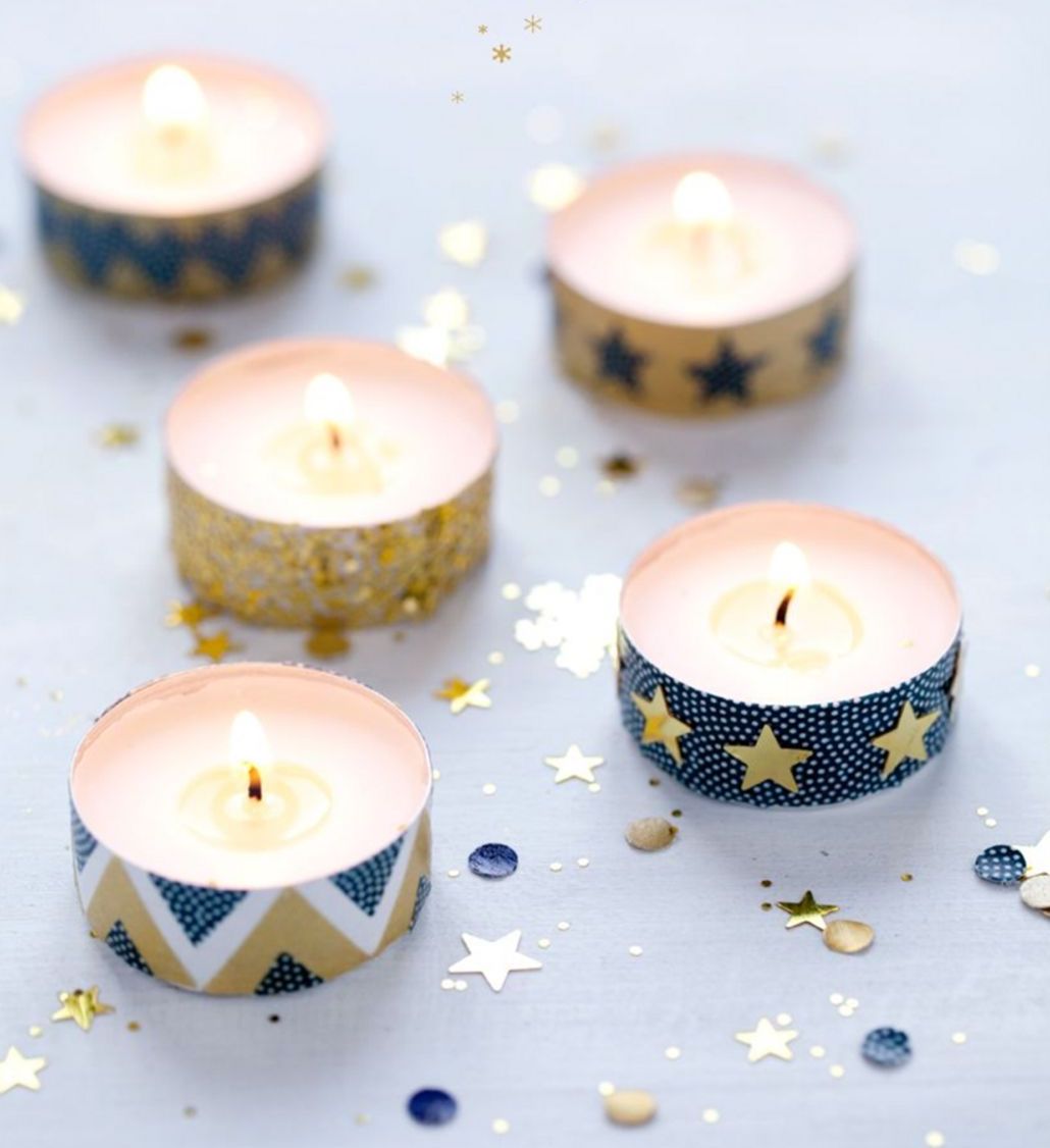 bons plans étudiant diy bougie déco scotch masking tape bleu doré - blog déco - clem around the corner