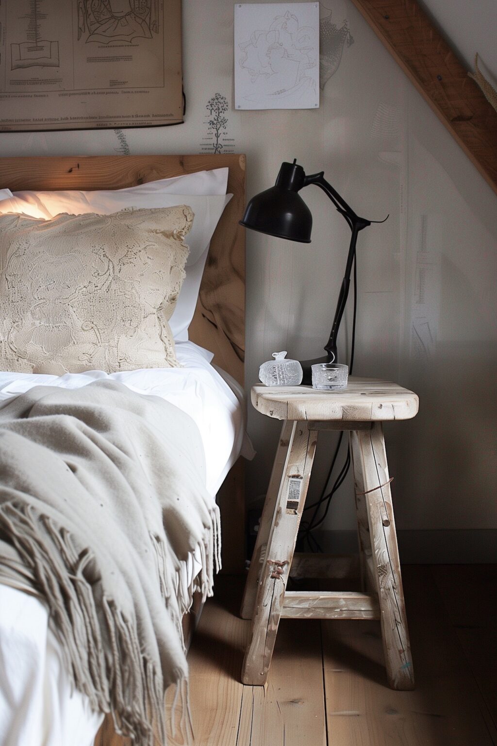 bons plans studio étudiant tabouret vintage bois chevet