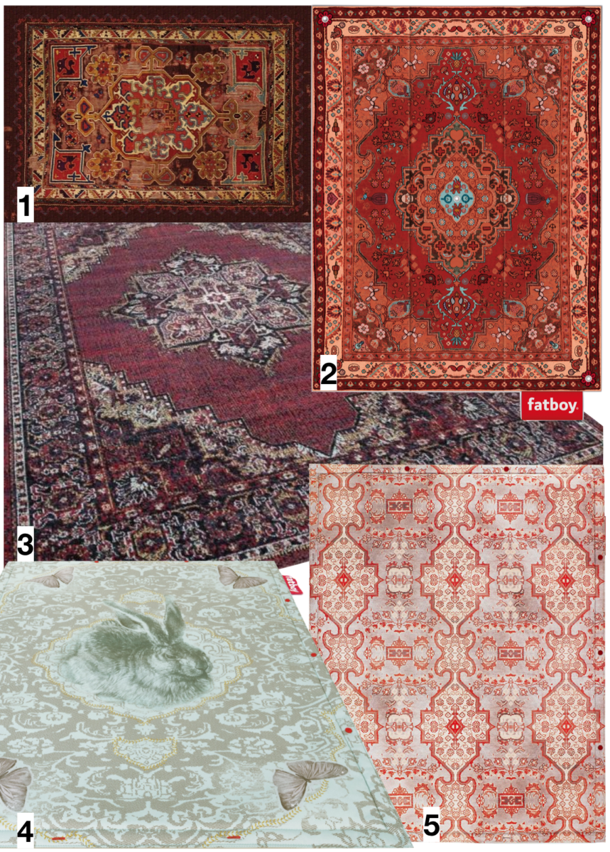shopping liste tapis d extérieur style oriental persan rouge motif bleu vert - blog déco - clematc