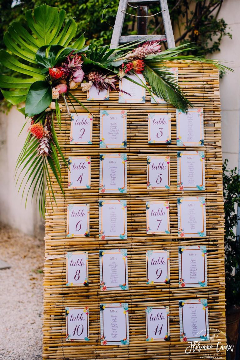 plan de table tableau osier style tropical blog déco mariage