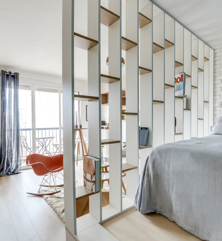 blog déco chambre ouverte cloison étagère lit estrade meuble ikéa hack