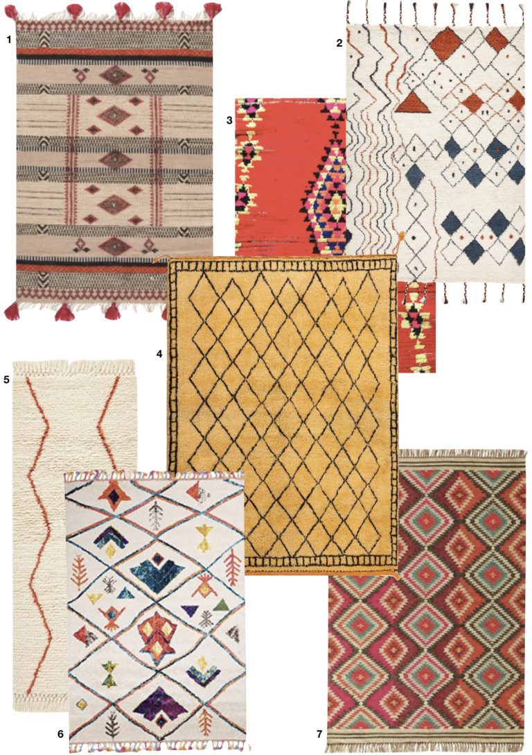 tapis coloré ethnique rouge jaune laine blog déco