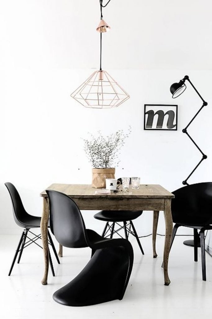 blog déco chaise ronde noir table bois vintage style scandinave salon