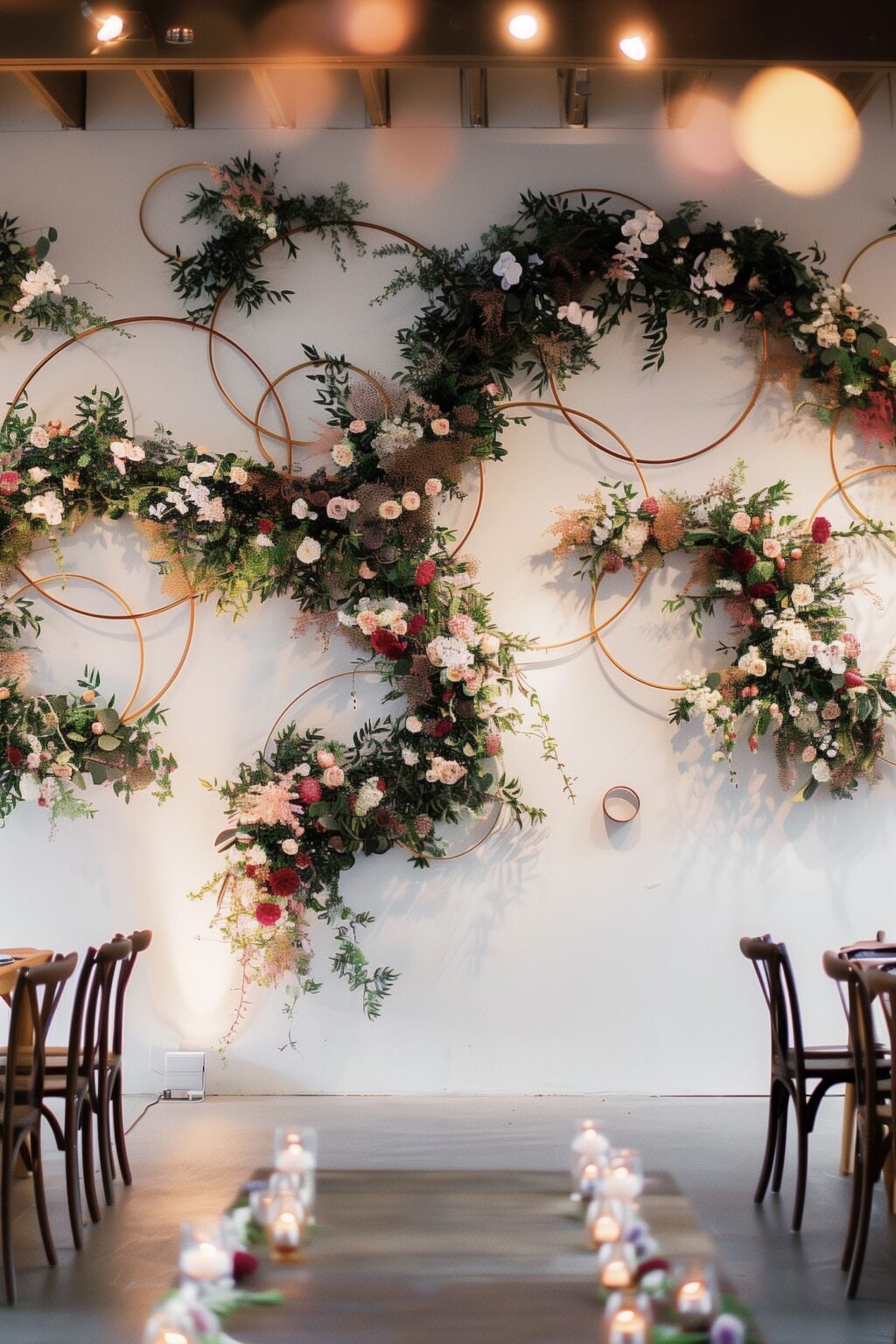 déco murale fleurie mariage cercle tambour broderie