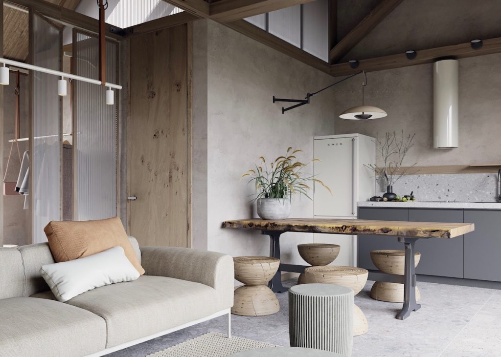 visite déco maison 62m2 zen bois pierre salon cuisine séjour ouvert - blog déco - clemaroundthecorner