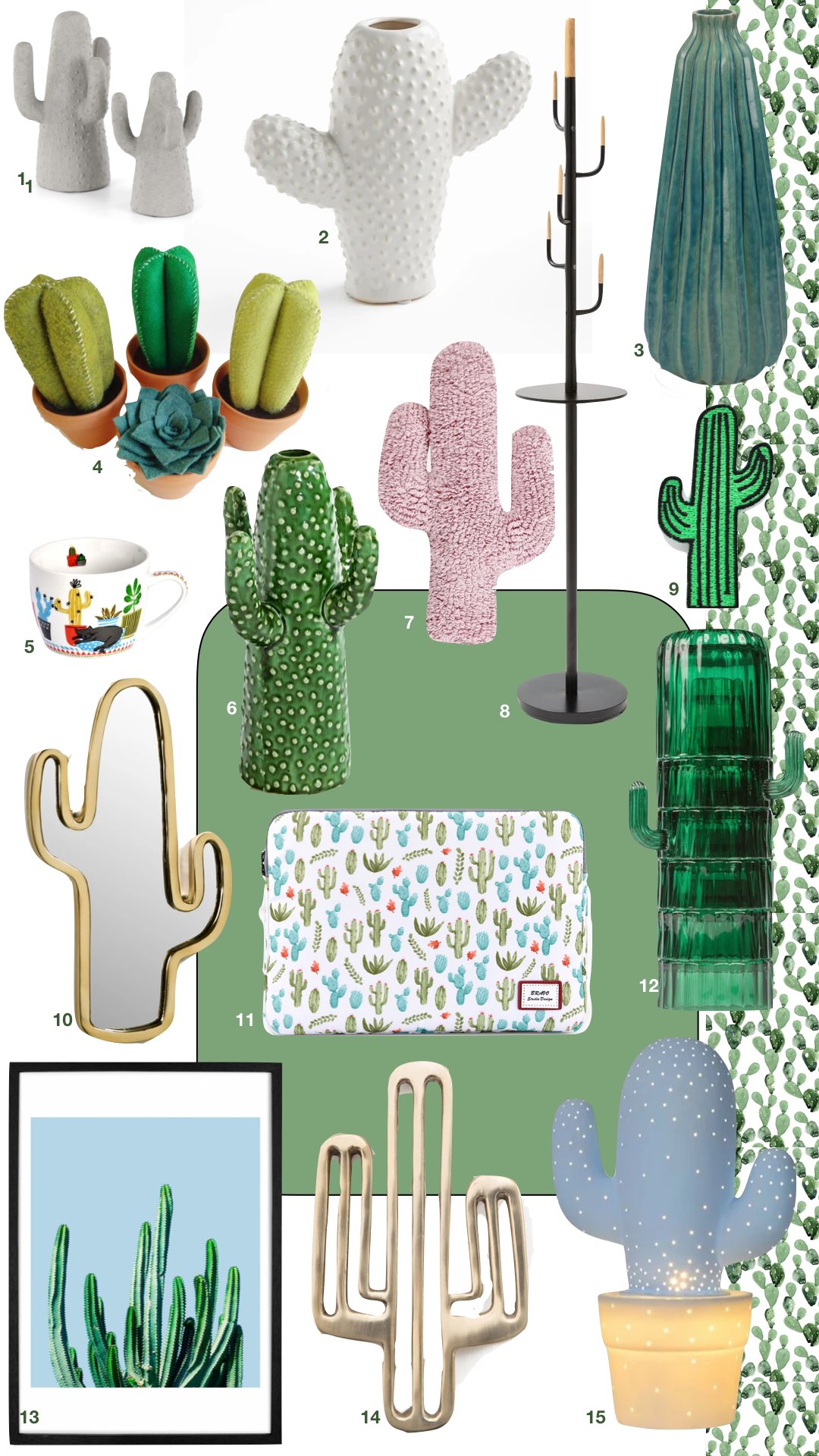 décoration cactus vase affiche design lampe porte-manteau original - blog clemaroundthecorner