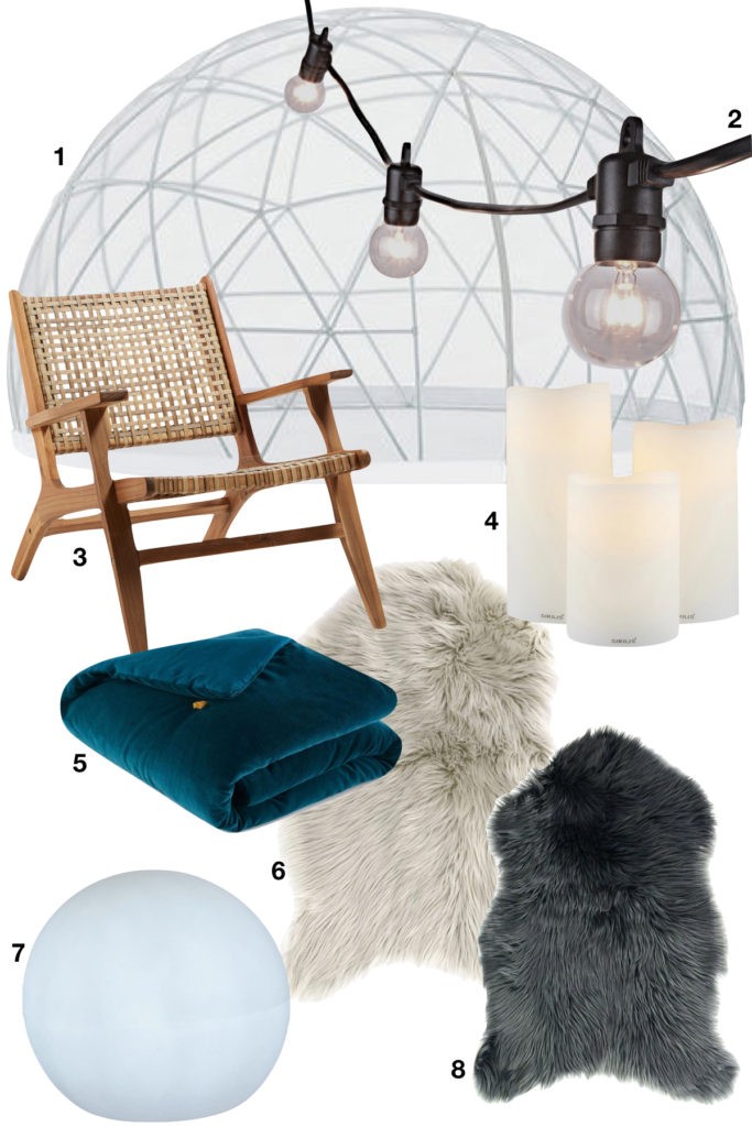 shopping liste tendance déco garden igloo guirlande guingette fourrure chaise - clematc