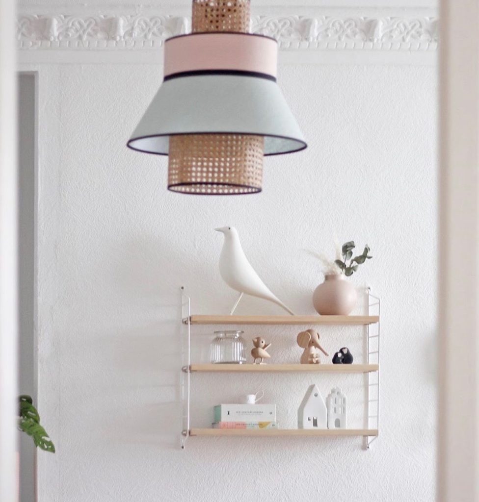 suspension rotin étagère bois métal blanc oiseau eames - clemaroundthecorner