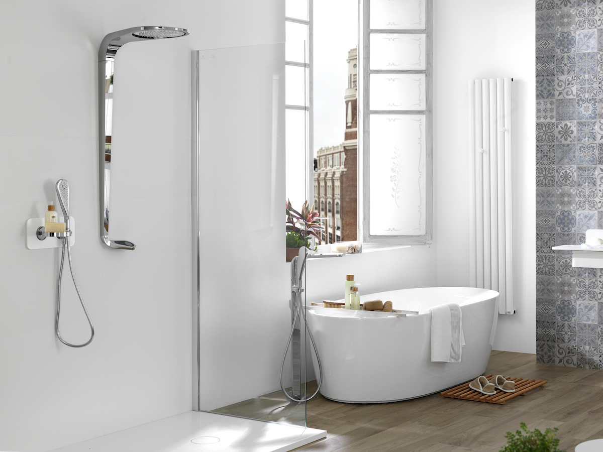 douche Mood chrome design futuriste blanc déco salle de bain futur porcelanosa