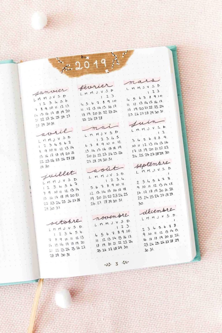 comment faire un bullet journal planning annuel idée calligraphie astuce organisation - blog déco - clem around the corner