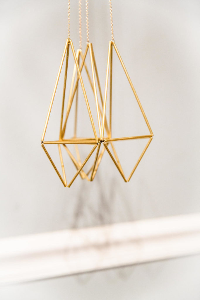lot de trois suspension en laiton décorative doré diamant idée design