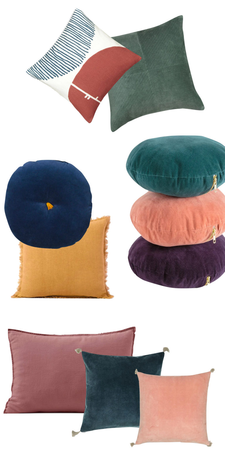 comment choisir ses coussins d'intérieur assortiment harmonie couleur - blog déco - clem around the corner