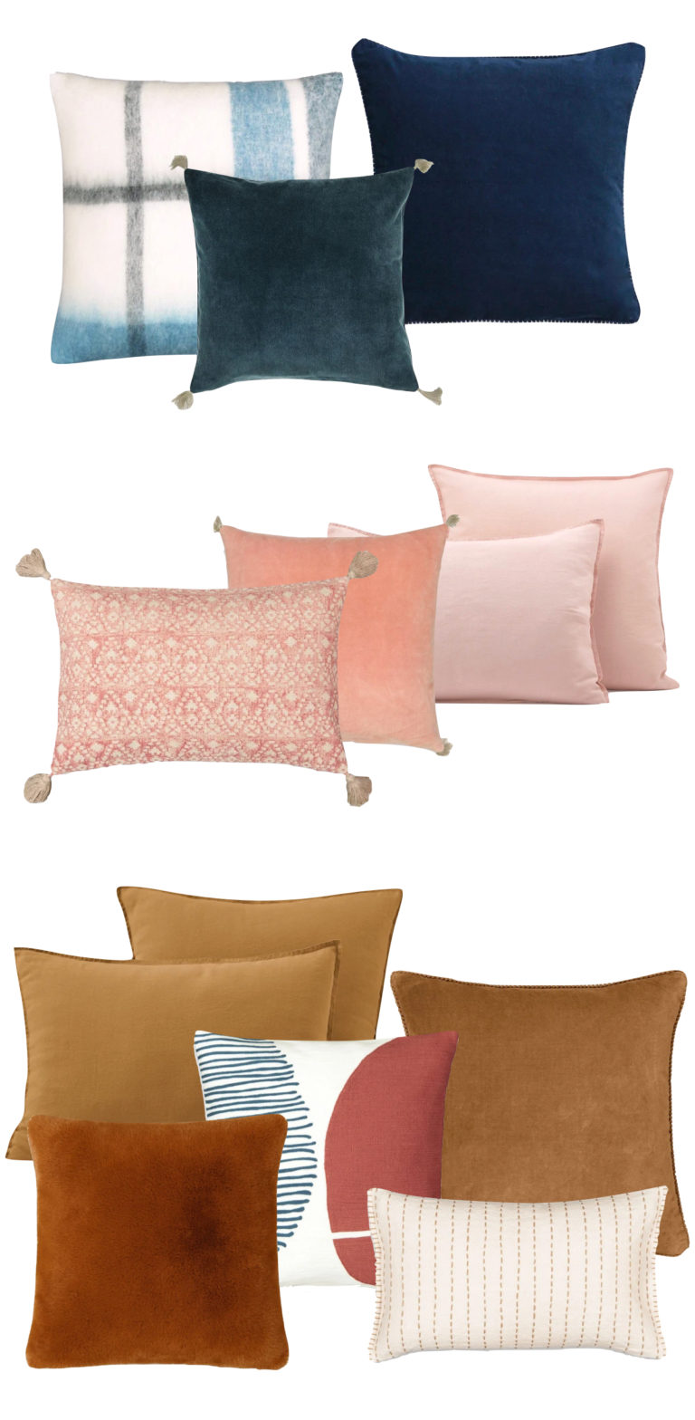 comment choisir ses coussins d'intérieur assortiment harmonie dégradé couleur camaïeu - blog déco - clem around the corner