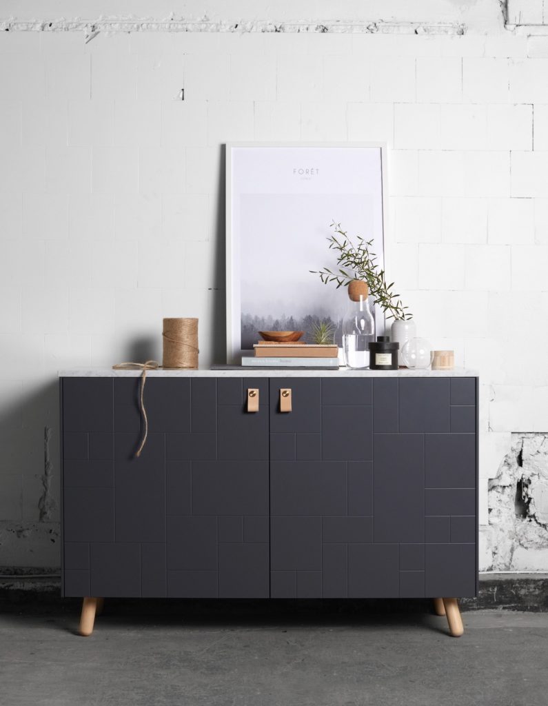 Superfront buffet gris design scandinave poignée cuir - blog décoration intérieure - clem around the corner