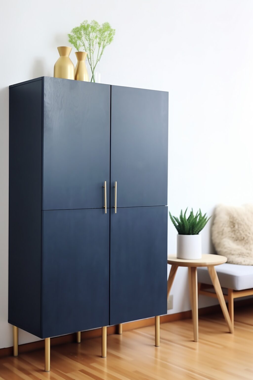 commode diy ikea caisson pin sapin pieds laiton