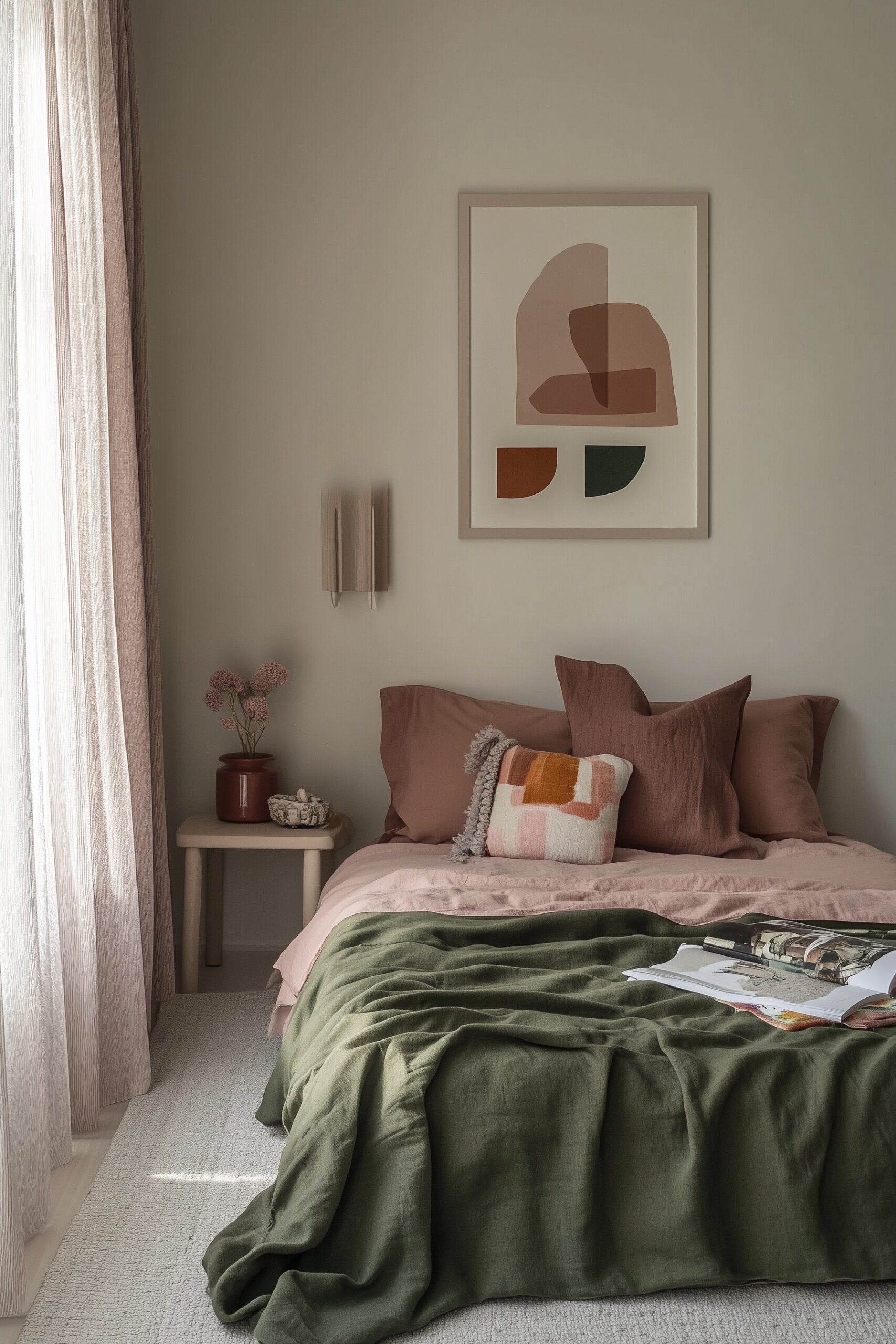 déco chambre ado verte rose chic lin