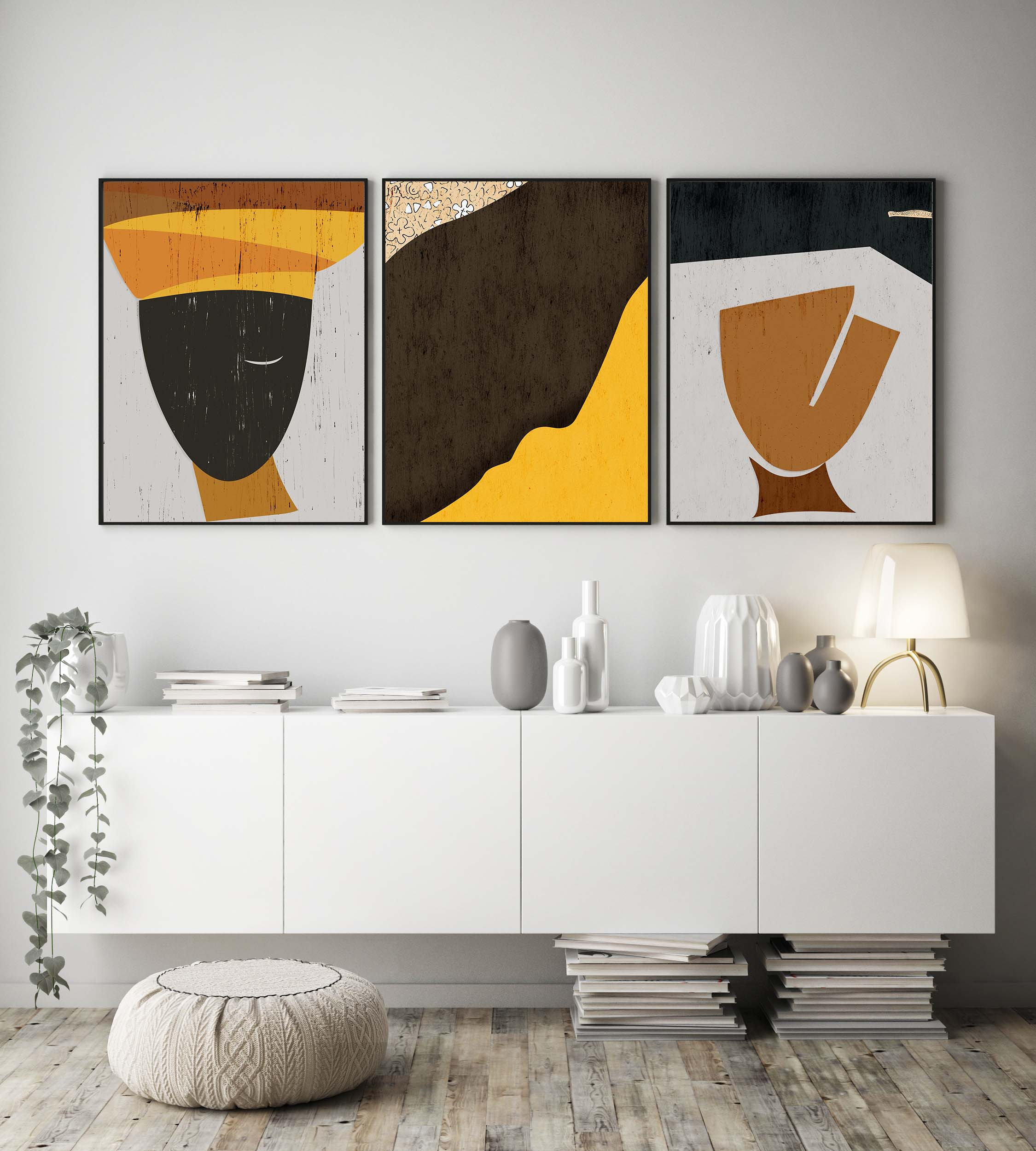 Illustrateurs Etsy Blue Art Depo affiche poster art frame abstrait africa yellow