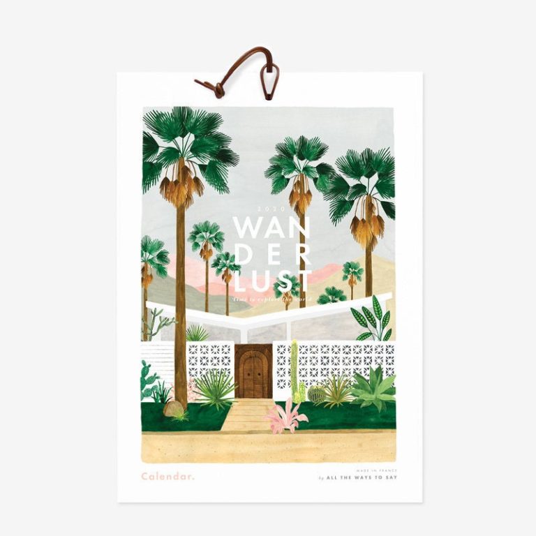 calendrier exotique dessin île paysage voyage wanderlust clemaroundthecorner