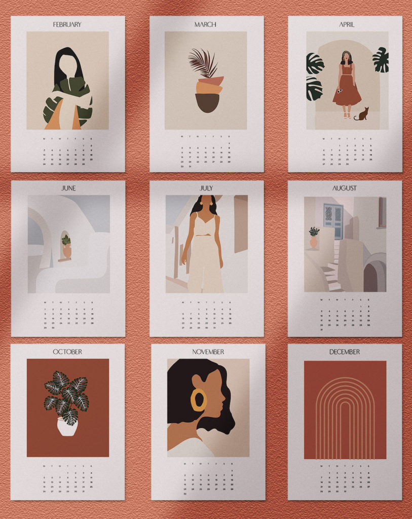 calendrier 2020 original style méditerranéen terracotta blanc épurée blog déco clematc