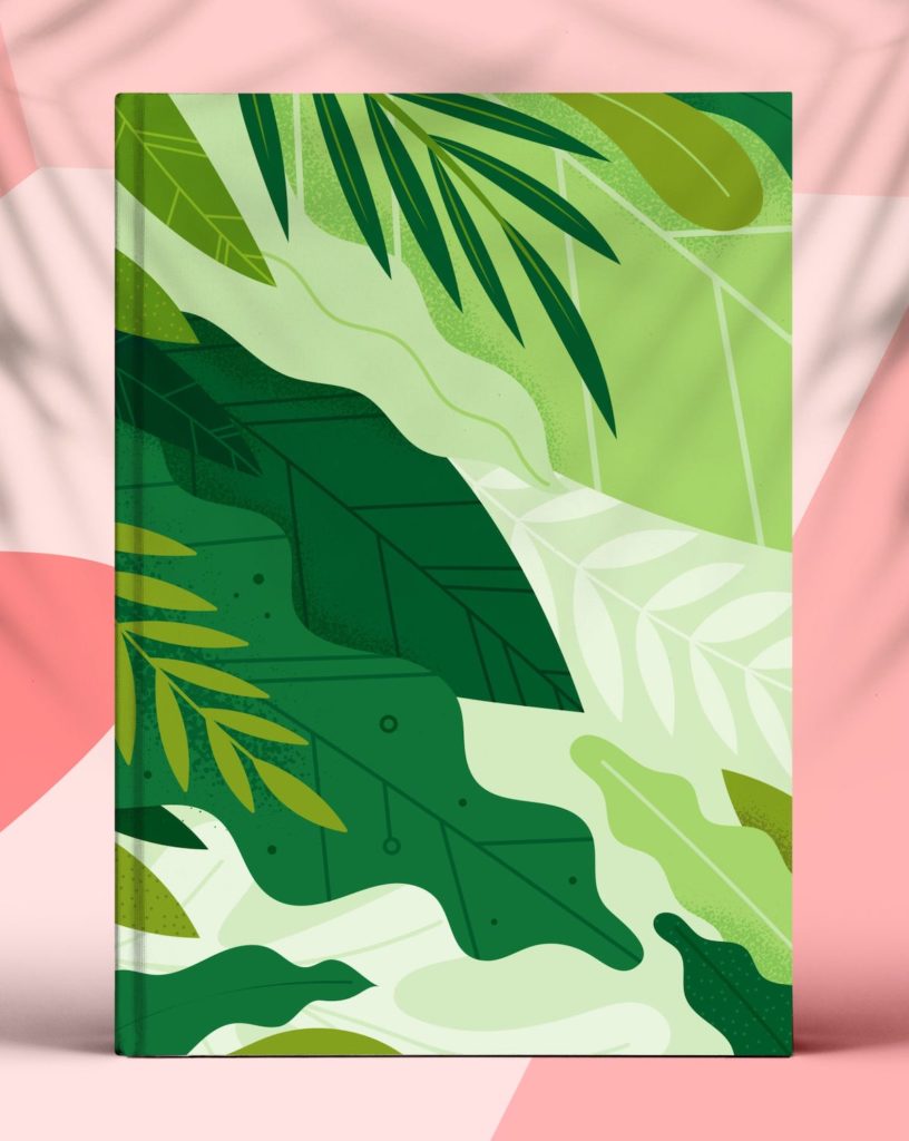 agenda moderne 2020 plante verte tropicale fond rose