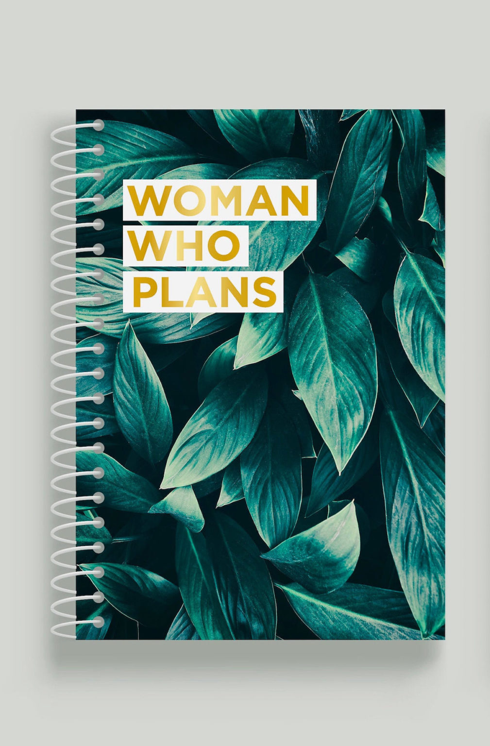 agenda feuille tropicale nuance vert or modèle spiral