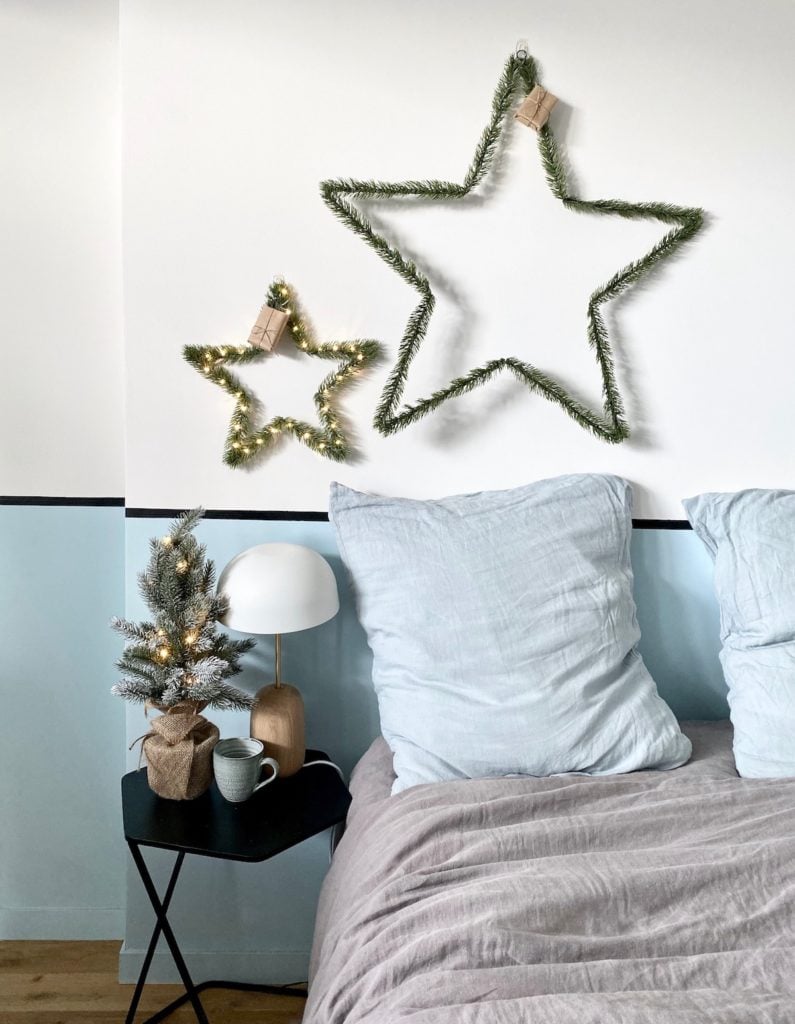 chambre décoration Noël bleu sapin étoile design - blog déco - Clem around the corner