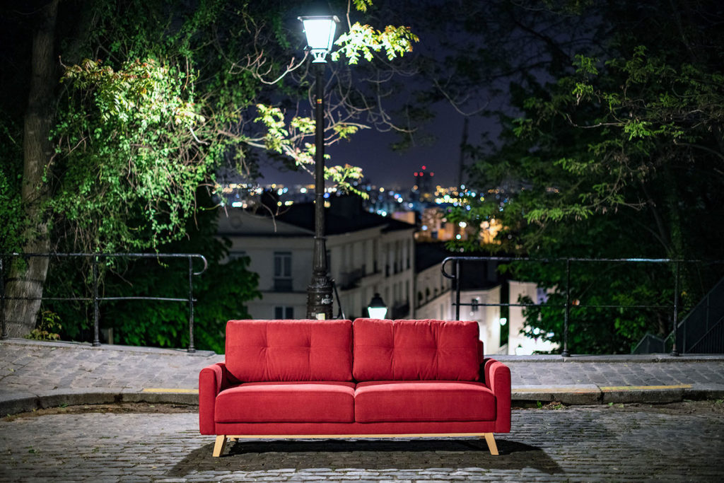 canapé rouge montmartre tissu style nordique confortable