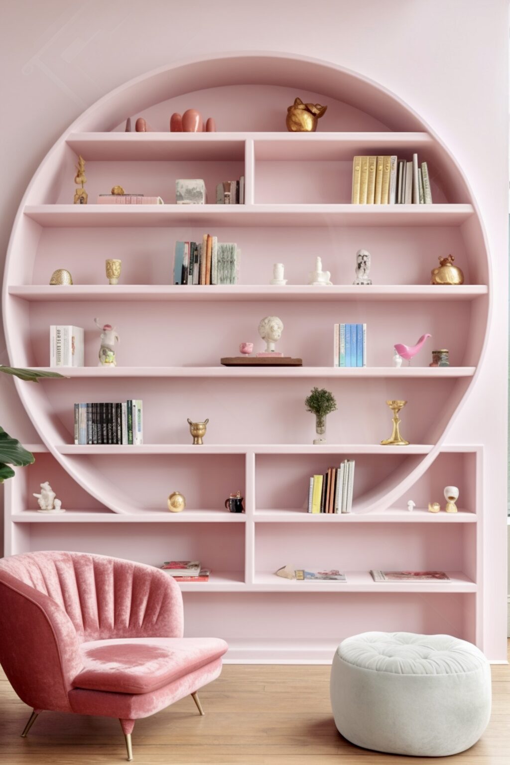 construire bibliothèque sur-mesure ronde arrondie