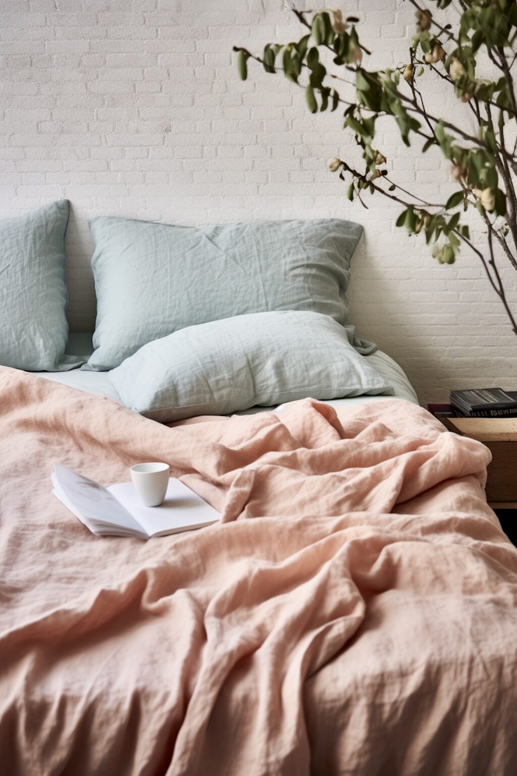 drap lin mélange rose blush bleu gris pastel