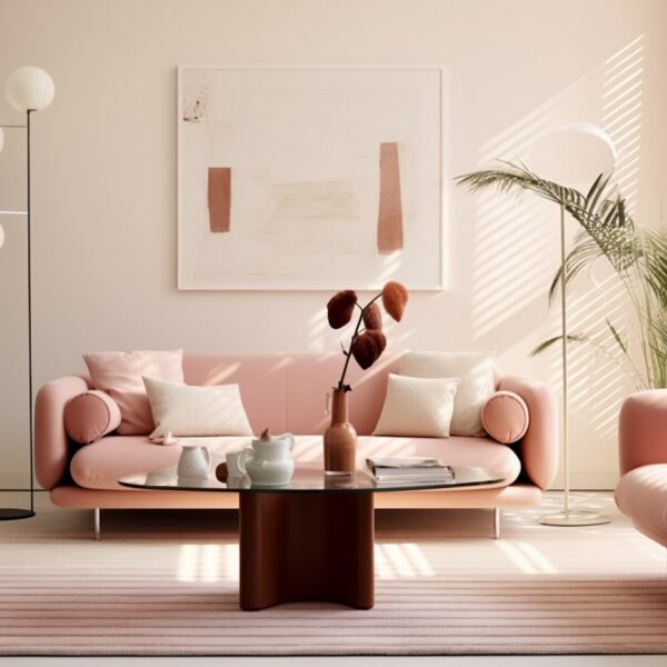 rose blush salon canapé fauteuil atmosphère feutré élégante blog déco