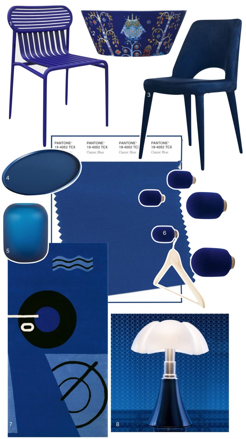 la couleur bleue dans la déco chaise velours lampe - blog clem around the corner