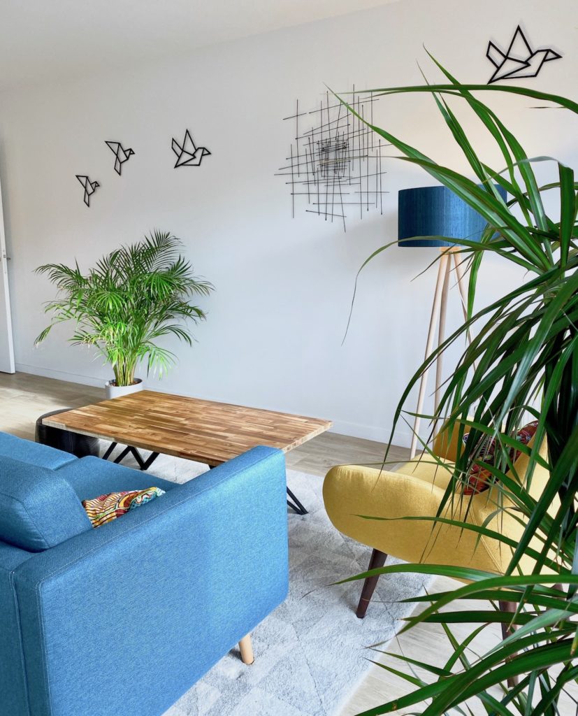 déco murale silhouette origami oiseau lampadaire scandinave bleu canard turquoise