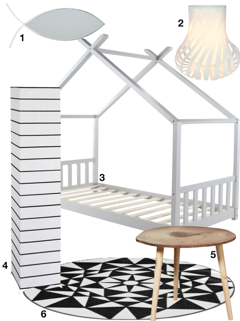 bobochic tendance chambre enfant structure lit maison tapis luminaire miroir poisson - blog déco - clematc