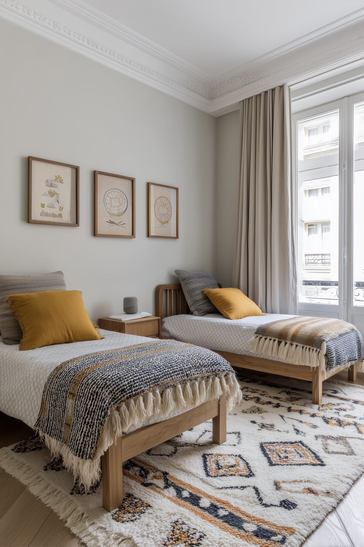 aménagement chambre deux enfants fille garçon chic