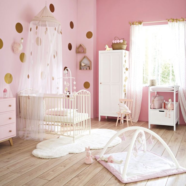 décoration chambre enfant fille rose blanc