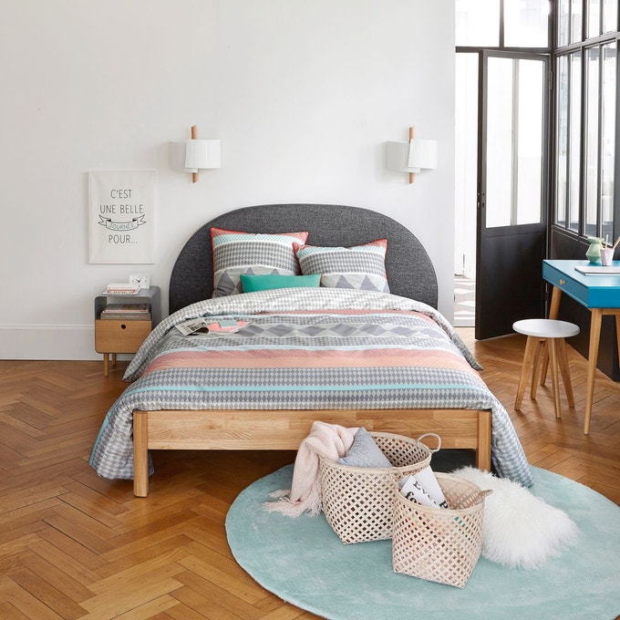 soldes hiver 2020 la redoute tête de lit molletonnée grise scandinave confortable rangement