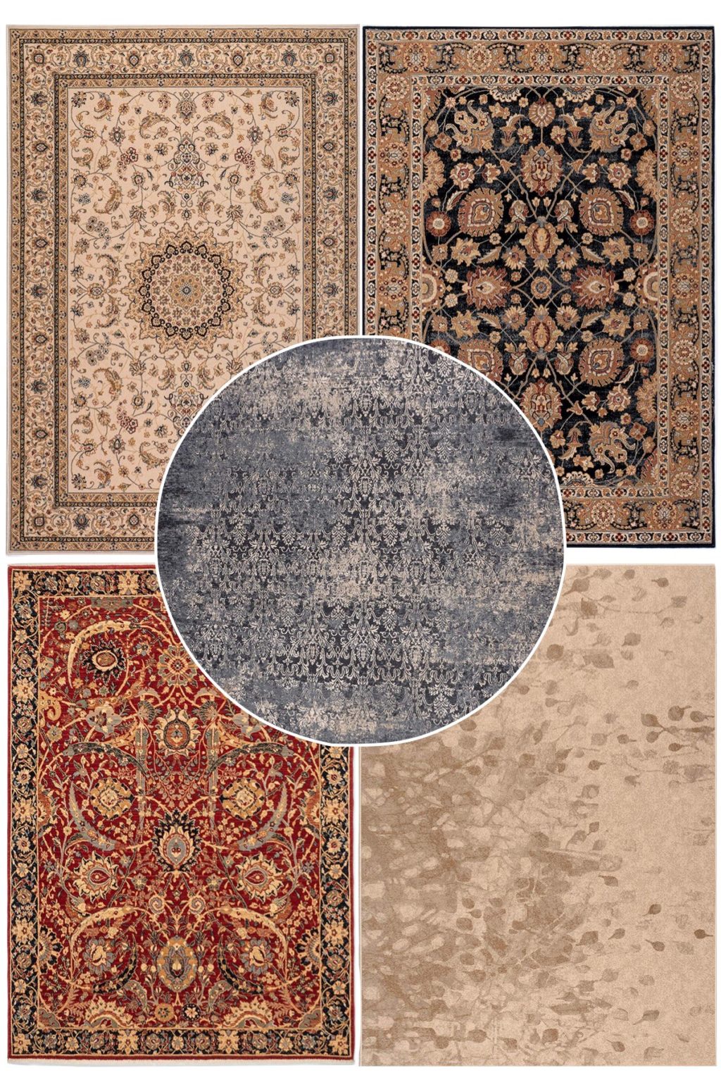 tapis moldave tapis 100% laine rond bleu moderne motif délavé