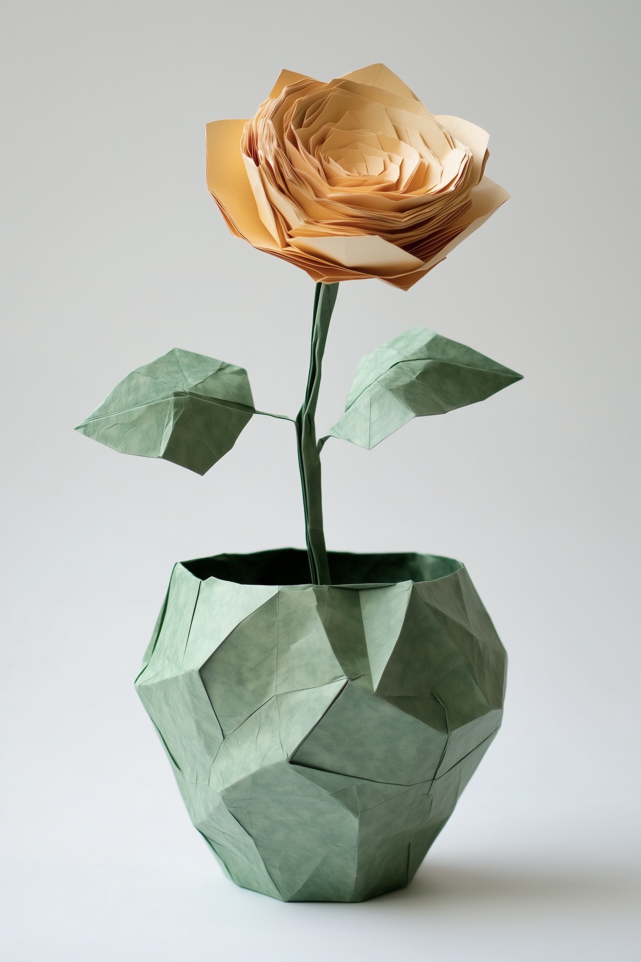 cache-pot diy papier origami rose pliage