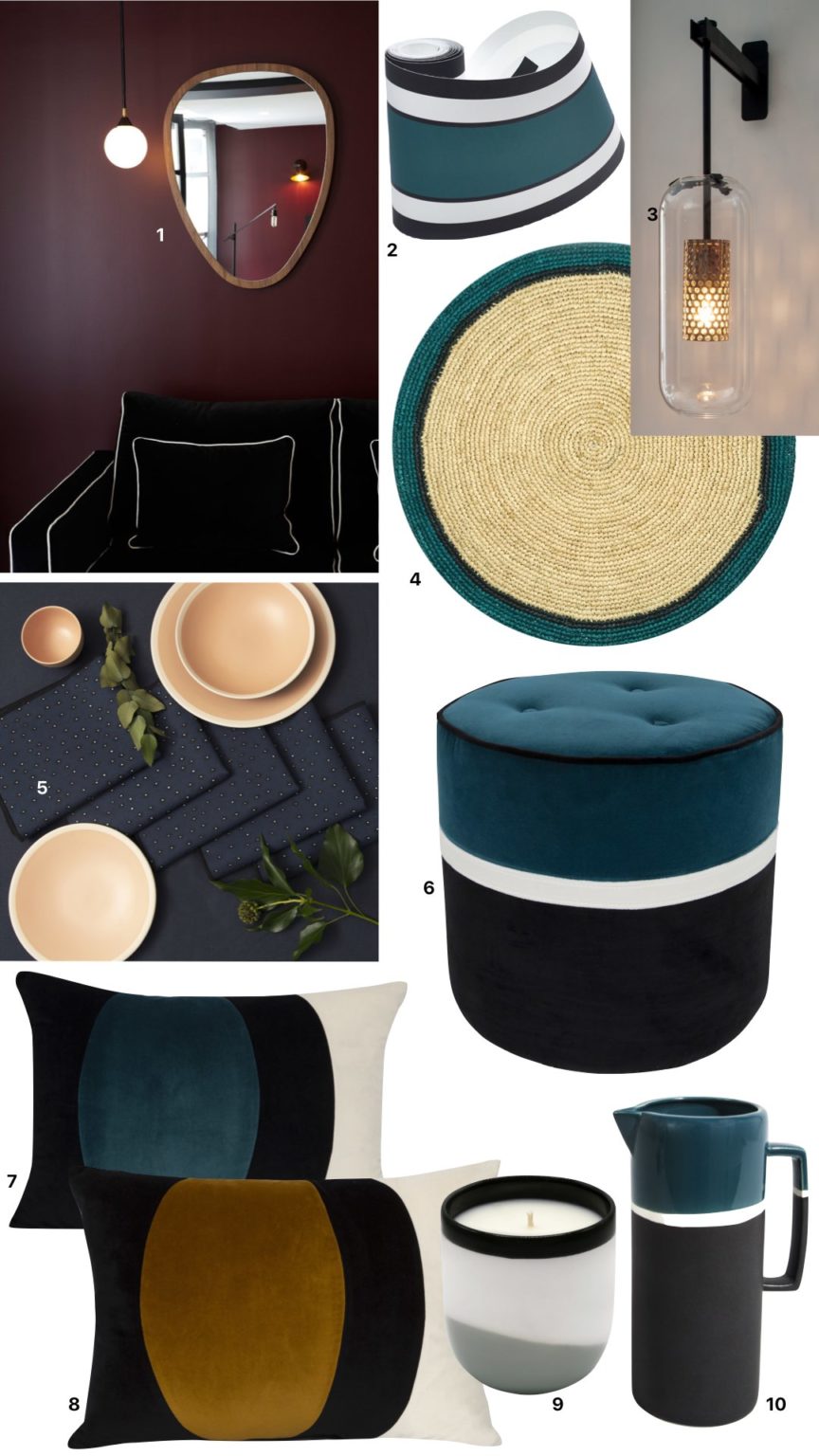 maison boutique Sarah Lavoine pouf bleu velours coussin bougie - blog déco - clem around the corner