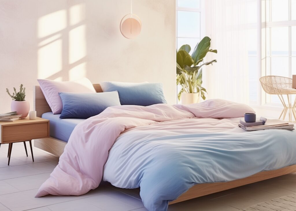 tie and dye déco chambre housse couette rose bleu layette