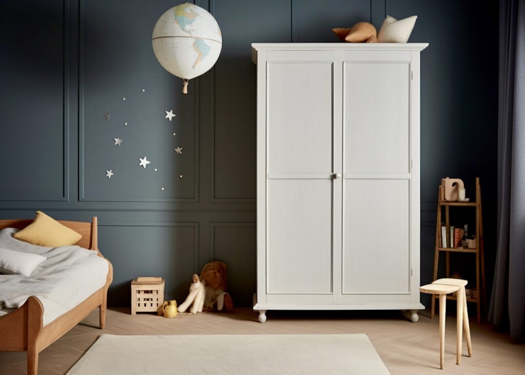 armoire parisienne bois massif blanche chambre style rétro chic