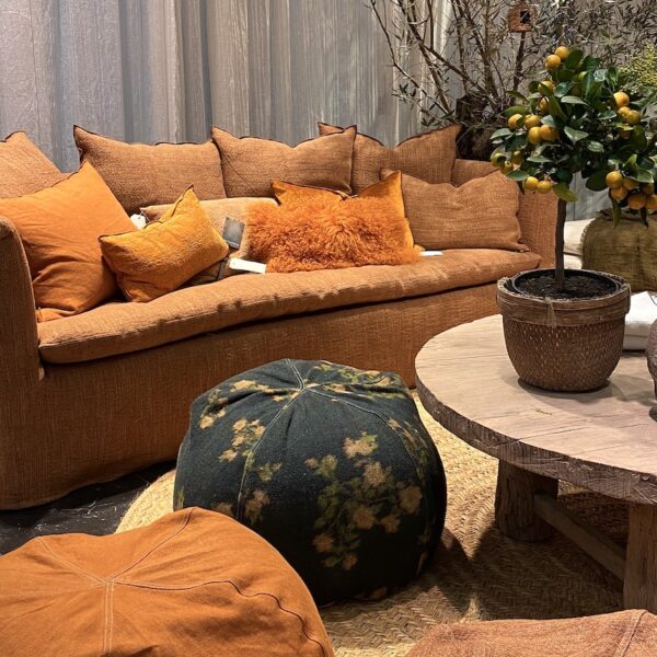 déco orange salon lin -blog décoration intérieure - clem around the corner