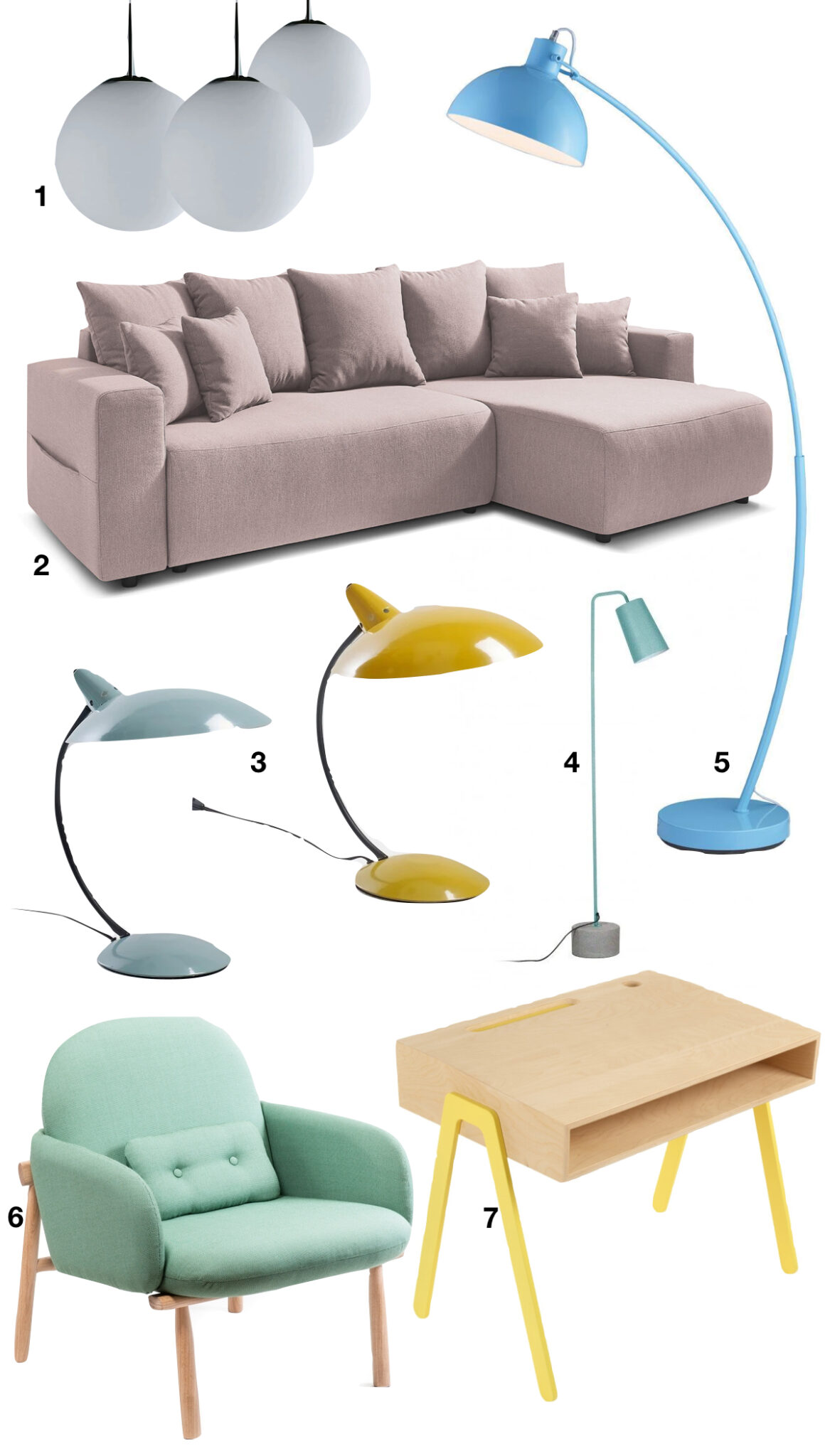 intérieur couleurs pastel salon rose poudré canapé lin bureau jaune fauteuil vert pâle